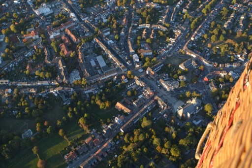 Center of Würselen, Markt, Morlaixplatz (top left), St. Sebastian (bottom right)