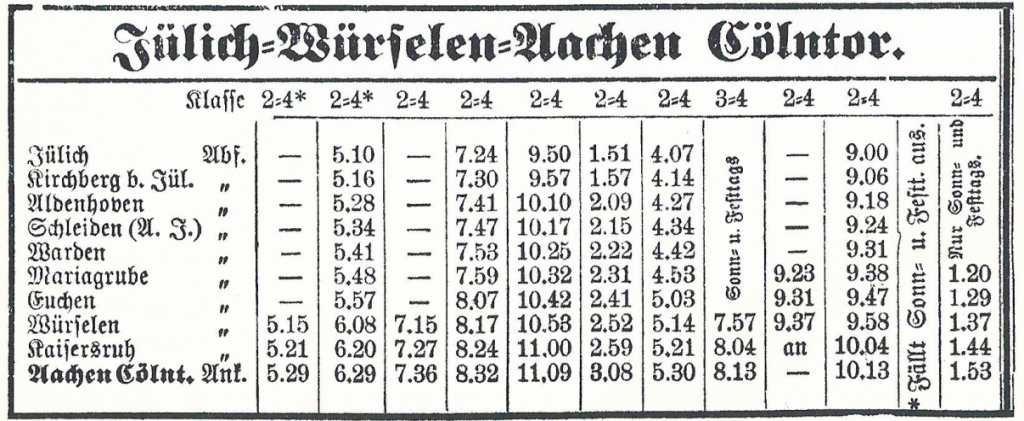 Fahrplan 1909