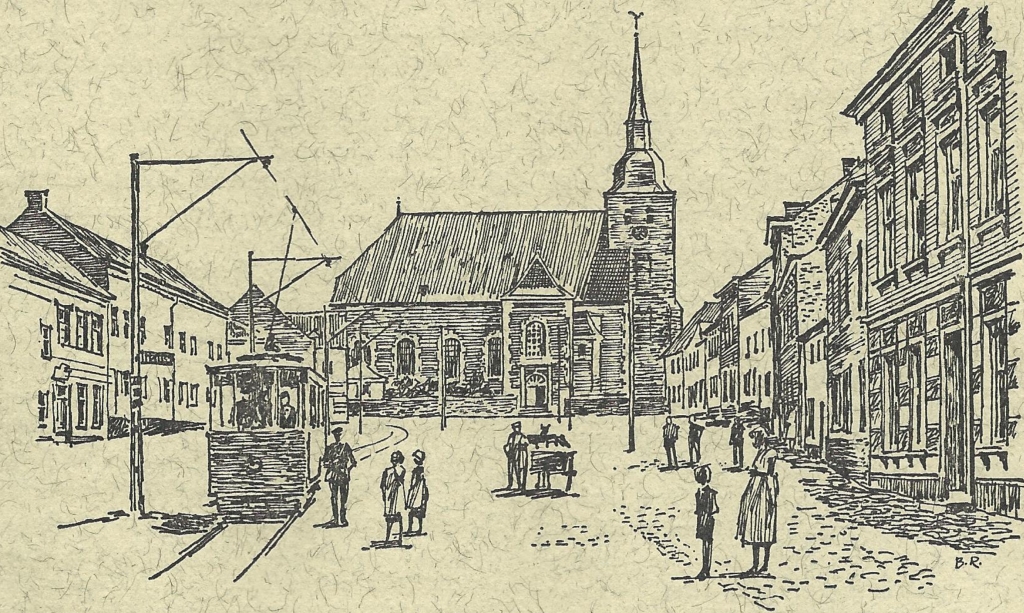 Würselen Markt Kirche St. Sebastianus zur Jahrhundertwende