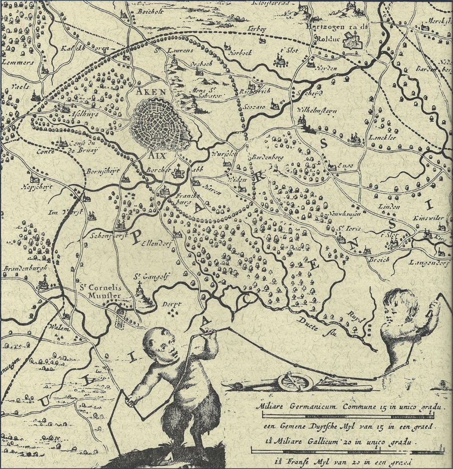 Ausschnitt aus einer Karte des Herzogtums Limburg mit dem Aachener Reich
